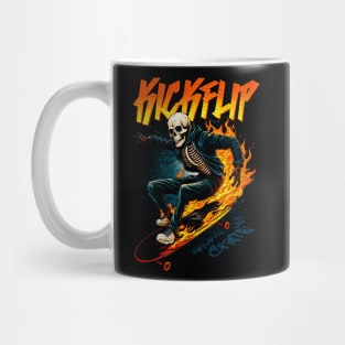 Kickflip Skeleton around on a skateboard Mug